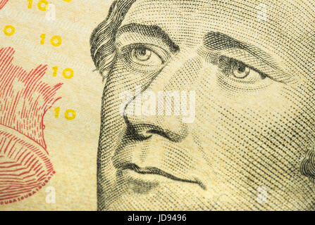 Alexander Hamilton Detail auf US$ 10 Mrd. Stockfoto