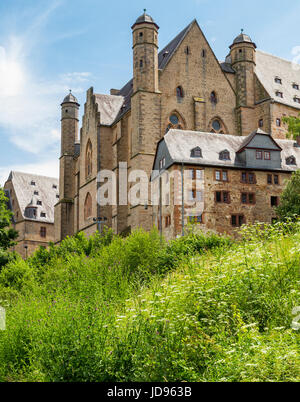 Marburger Schloss, Schloss Marburg, aka Landgrafenschloss Marburg, Hessen, Deutschland, Europa Stockfoto