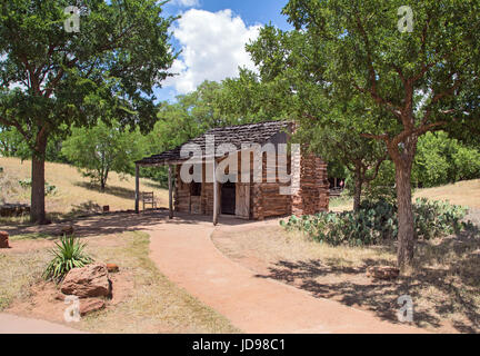 Die El Capote Hütte auf dem Gelände des Nationalen Ranching Heritage Centre Stockfoto