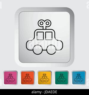 Auto Spielzeug dünne Linie flach vector Verwandte Symbolsatz für Web und mobile Anwendungen. Es kann als - Symbol, Piktogramm, Infografik-Element verwendet werden. Vektor-Illus Stock Vektor