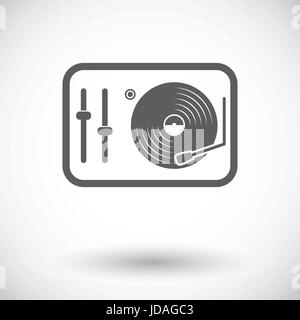 Plattenspieler. Einzelne flache Symbol auf weißem Hintergrund. Vektor-Illustration. Stock Vektor