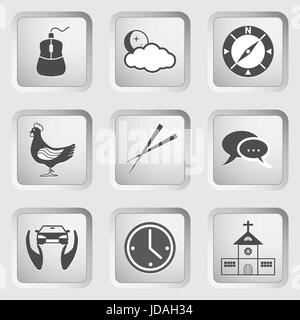 Symbole auf den Tasten für Webdesign und Mobile Anwendungen Set 4. Vektor-Illustration. Stock Vektor