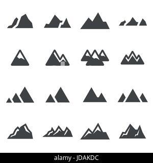 Vektor-schwarze Berge-Icons set auf weißem Hintergrund Stock Vektor