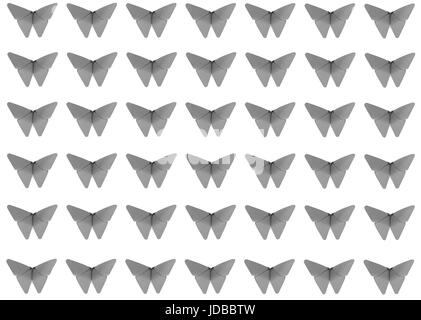 Origami Schmetterlinge Muster in Graustufen Stockfoto
