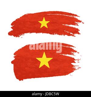 Grunge Pinselstrich mit Vietnam Nationalflagge auf weiß Stock Vektor