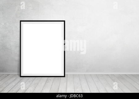 Titelframe stützte sich auf Wand mit freiem Speicherplatz für Text. Leeren Raum für Kunst-Mockup Produktpräsentation. Stockfoto