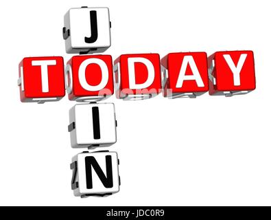 3D verbinden heute Kreuzworträtsel auf weißem Hintergrund Stockfoto
