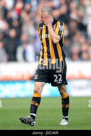 DEAN MARNEY wird aus HULL CITY FC KC STADIUM HULL ENGLAND 1. März 2009 gesendet. Stockfoto