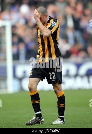 DEAN MARNEY wird aus HULL CITY FC KC STADIUM HULL ENGLAND 1. März 2009 gesendet. Stockfoto