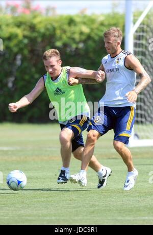 DAVID BECKHAM CHRIS BIRCHALL LOS ANGELES GALAXY CARSON LOS ANGELES CA USA 22. Juli 2009 Stockfoto
