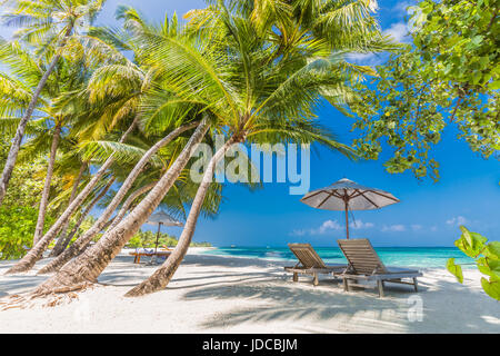 Schöner Strand Landschaft. Sommer-Urlaub und Ferien-Konzept. Inspirierende tropischen Strand. Strand Hintergrund banner Stockfoto