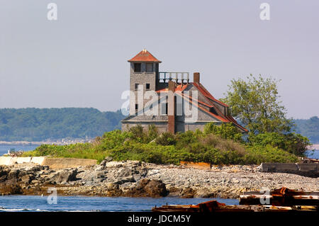 Die ehemalige lebensrettende Station auf Holz-Insel, auf dem Piscataqua River, Kittery, Maine Stockfoto