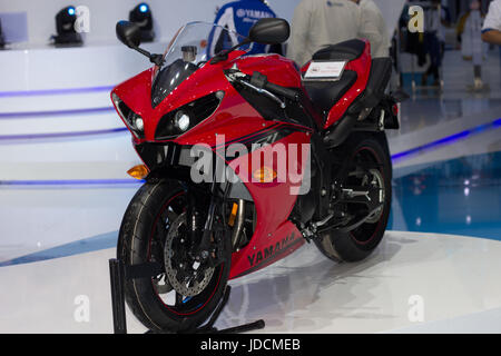 Bangkok, Thailand - 28. März 2014: Yamaha Motorrad in Bangkok Motor Show 2014 präsentiert neues Modell Stockfoto