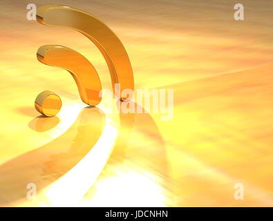 3D-Text RSS-Gold auf gelbem Hintergrund Stockfoto