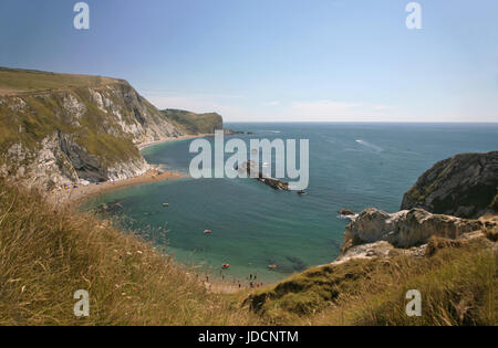 Mann o Krieg Bucht, in der Nähe von Durdle Door, und der Blick östlich entlang der Jurassic Coast, Dorset, Großbritannien Stockfoto