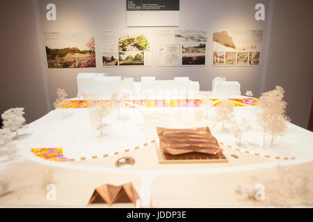 Edinburgh, Schottland. 20. Juni 2017. Drücken Sie die Anzeige von sieben Shortlist internationaler Architekten für den neuen Veranstaltungsort, das Ross Bandstand im Westen Princes Street Gardens Edinburgh zu ersetzen. Die Ausstellung läuft vom 21. Juni bis 30. Juli.  Abgebildete Gesamtansicht des Pavillons. Pako Mera/Alamy Live-Nachrichten. Stockfoto