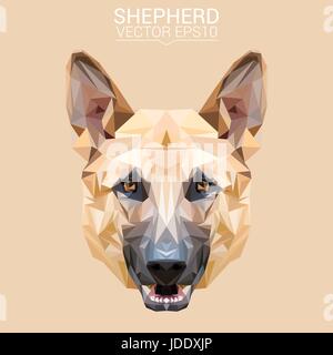 Hund-Deutscher Schäferhund-low-Poly-Design. Stock Vektor