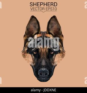 Hund-Deutscher Schäferhund-low-Poly-Design. Stock Vektor