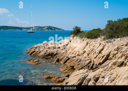 Grande Pevero Strand an der Costa Smeralda im Norden von Sardinien, Italien Stockfoto