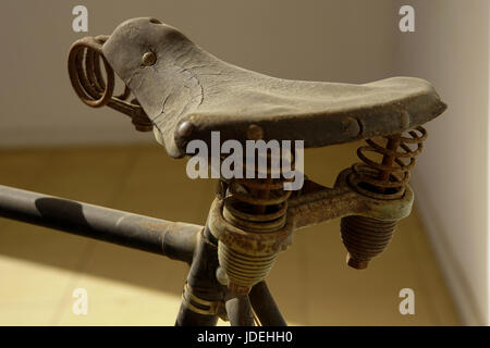 Oldtimer Fahrrad Nahaufnahme des Sattels Stockfoto
