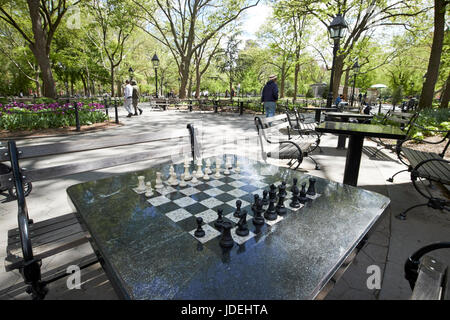 Schach im freien Bretter Washington Square Park New York City USA Stockfoto