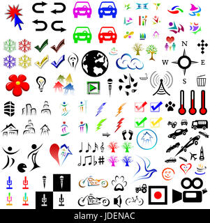 Satz von 100 Symbol und Symbole Stockfoto