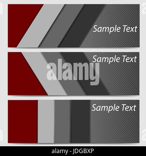 Abstrakte banner header Faser carbon in schwarz und rot Vector Illustration Stockfoto