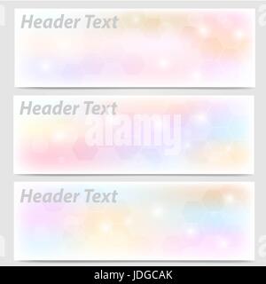 Vektor einrichten der abstrakten farbenfrohen Pastelltönen geometrische header Banner Stockfoto