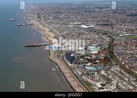 Luftbild der Küste von Blackpool, UK Stockfoto