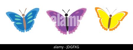Sammlung von bunten Schmetterlingen Stock Vektor