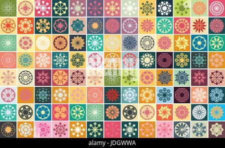 Set mit nahtlosen ornamentalen Kachelhintergrund. Vector Illustration Stock Vektor