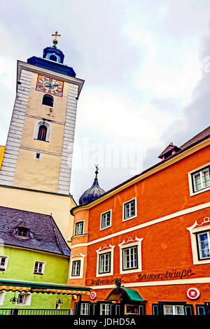 Grein an der Donau, Österreich; Grein in der Nähe der Donau, Österreich Stockfoto