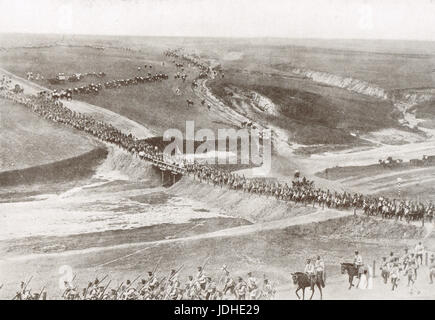 Russische Armee auf dem Marsch, Ostfront, WW 1 1914 Stockfoto