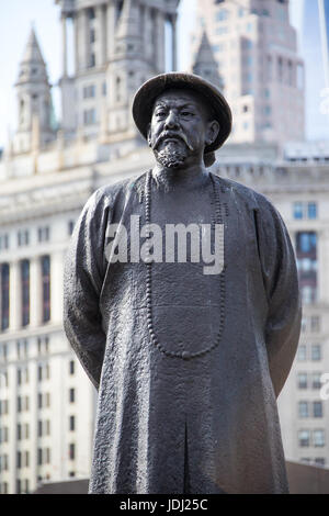 Statue von Lin Ze Xu chinesischen Qing-Dynastie Pionier Kampf gegen Drogen, Chatam Square, Chinatown, New York Stockfoto