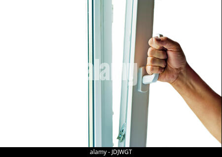 Fenster mit Moskitonetz Closeup Konzept Stockfoto