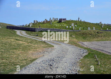 Die alte Begräbnisstätte & Friedhof hebt Sands (hebt Shannda) Isle of North Uist, äußeren Hebriden, schottischen Inseln, Schottland, Vereinigtes Königreich. Stockfoto