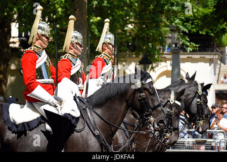 Gewinner des Princess Elizabeth Cup, Life Guards of the Household Cavalry bei Trooping the Colour 2017 in der Mall, London, Großbritannien Stockfoto