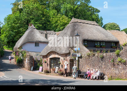 traditionellen strohgedeckten Hütten im Dorf Cockington, Torquay, Devon, England, uk. Stockfoto