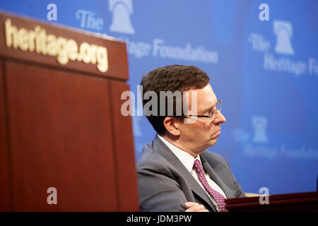 Washington, USA. 20. Juni 2017. Der Heritage Foundation. Panel 1: Globalisierung mit chinesischen Eigenschaften. Stuhl, Walter Lohman, Direktor, Asian Studies Center, der Heritage Foundation. Bildnachweis: Mark J Sullivan/Alamy Live-Nachrichten Stockfoto