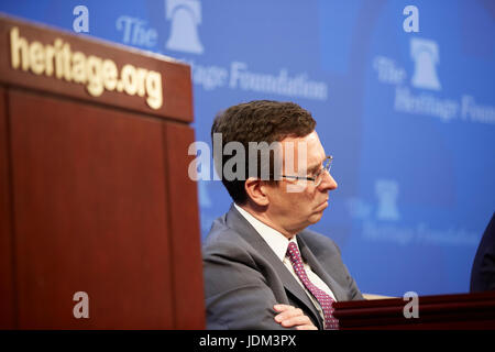 Washington, USA. 20. Juni 2017. Der Heritage Foundation. Panel 1: Globalisierung mit chinesischen Eigenschaften. Stuhl, Walter Lohman, Direktor, Asian Studies Center, der Heritage Foundation. Bildnachweis: Mark J Sullivan/Alamy Live-Nachrichten Stockfoto