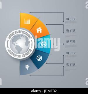 Design-Infografik Vorlage 5 Schritte Stock Vektor