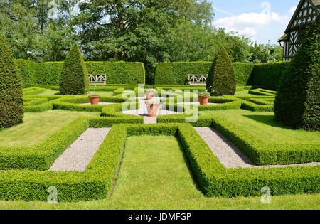 Gärtchen Moreton Hall Knoten erstellt die formale Gestaltung der Knoten Gärten ruhige Räume, abseits vom Trubel der Tudor Haushalt bekommen Stockfoto