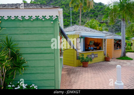 Hafendorf Punkt Duty-Free-Shops auf Karibik Insel St. Maarten/St. Martin. Stockfoto