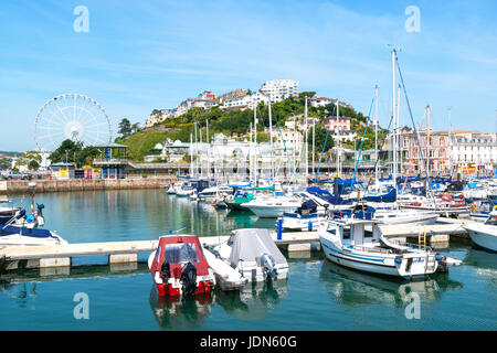 Yachten und Boote ankern in der Marina in Torquay, Devon, England, Großbritannien, uk, Stockfoto