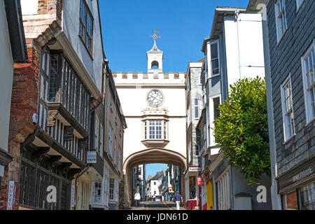 historischen Eastgate in Höhe Straße, Totnes, South Hams, Devon, England, Großbritannien, uk. Stockfoto