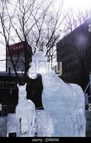 Skulpturen in 2017 Sapporo Snow Festival Stockfoto