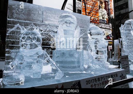 Skulpturen in 2017 Sapporo Snow Festival Stockfoto