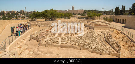 Outdoor-Modell von Jerusalem in der Zeit des zweiten Tempels zeigt die Topografie und Architektur des alten Jerusalem, im Israel Museum. Stockfoto