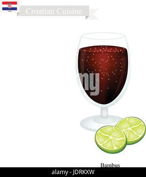 Kroatische Kche, Wein ist ein traditionelles alkoholisches Getrnk. Eines  der beliebtesten Getrnke in Kroatien Stock-Vektorgrafik - Alamy