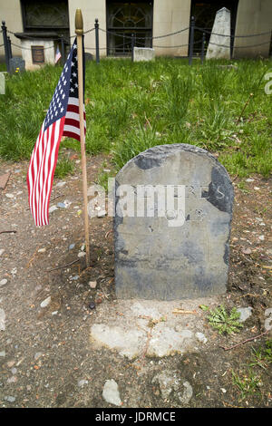 ursprünglichen Grab Marker des Paulus verehrt Grab auf Granary Burying Ground Boston USA Stockfoto